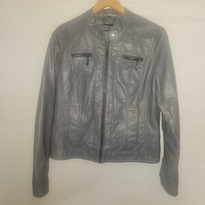 JouJou Gray Faux Leather Jacket - Women's Junior X-Large
